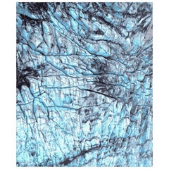 Various Pile Height Unusual Hand Knotted Rug Nature Motifs - Blue Ice Glacier
