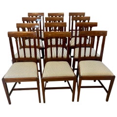 Set of 12 Antique Victorian Quality Mahogany Inlaid Dining Chairs