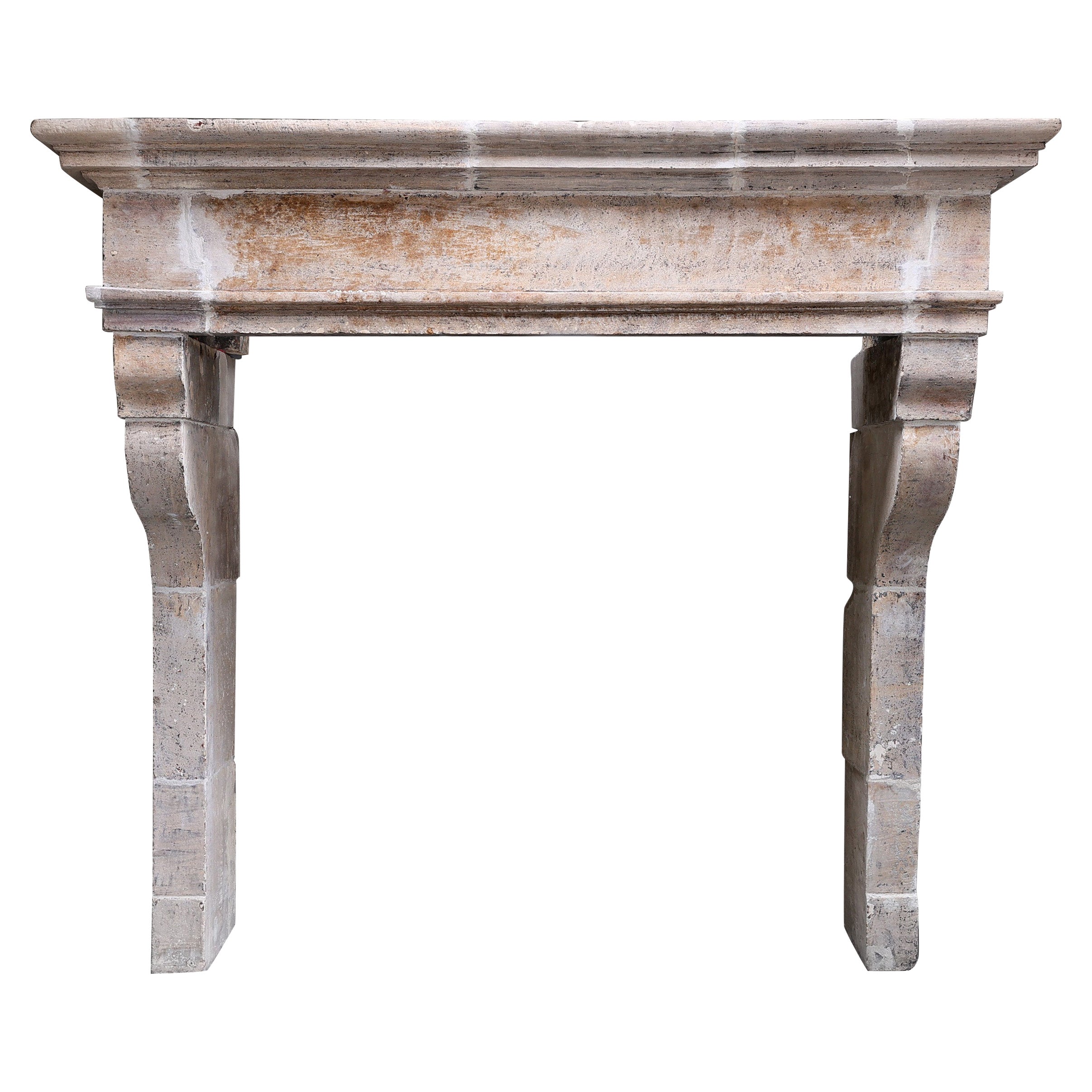 19th Century Fireplace in Style of Louis XIII of French Limestone For Sale