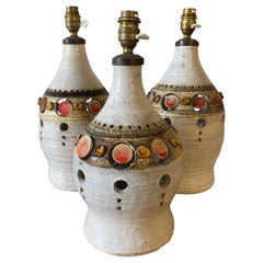 Set of three Georges Pelletier Ceramic Table Lamps, France, 1970s