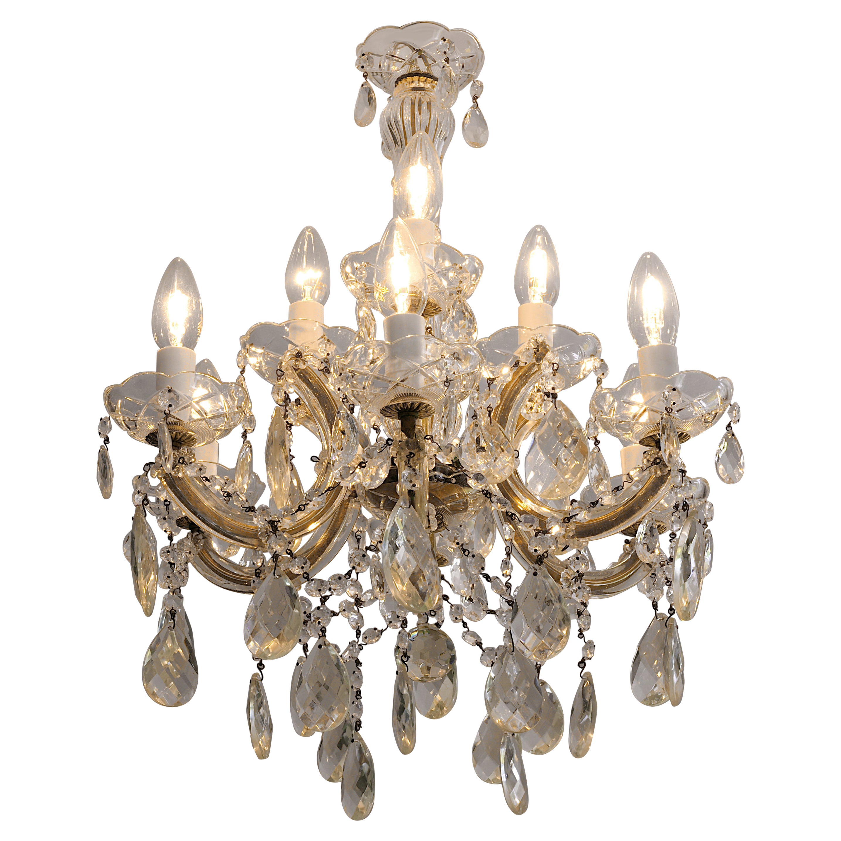 French Chandelier with Tassels, 1950s