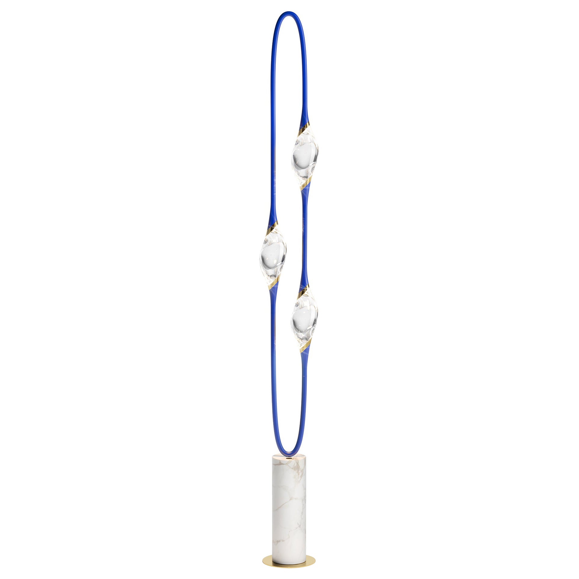 "Il Pezzo 12 Floor Lamp" - blue majorelle - calacatta marble - crystals - LEDs For Sale