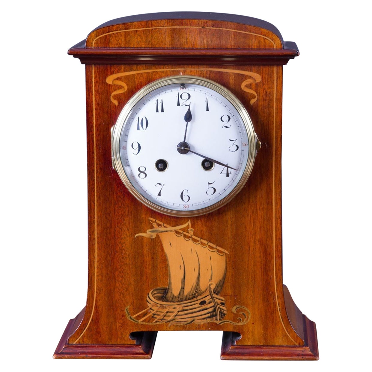 Reloj de chimenea francés Art Nouveau de caoba