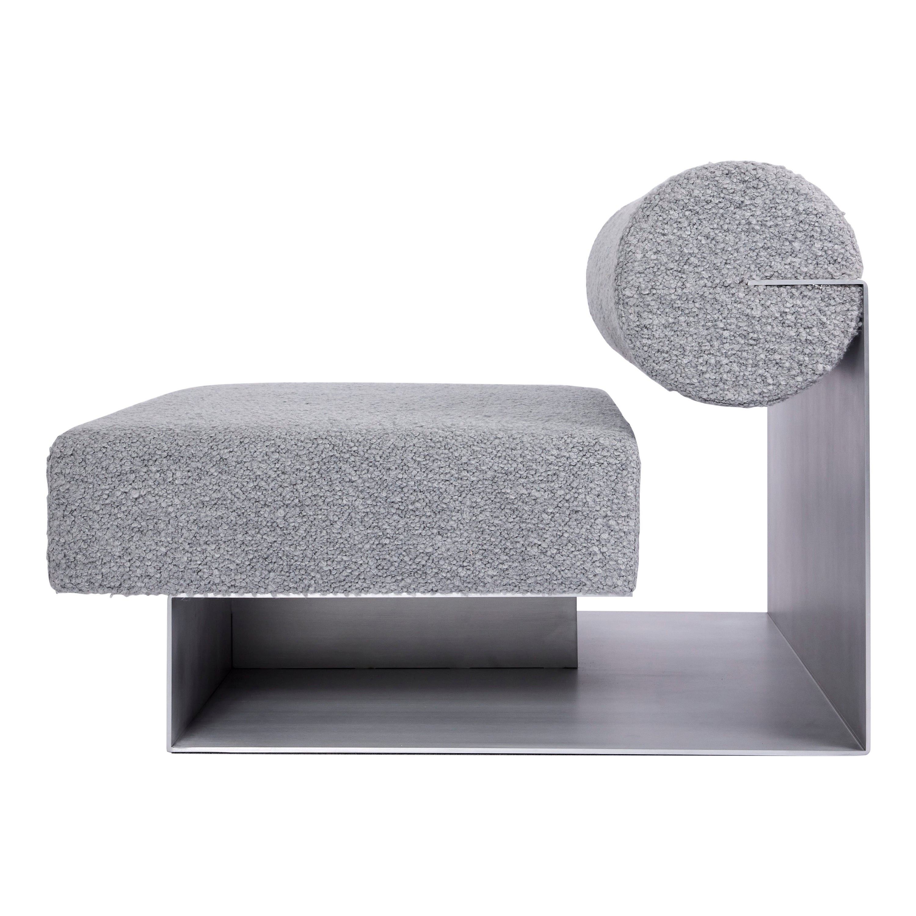 Folds, Single Sofa with Grey Boucle Upholstery For Sale