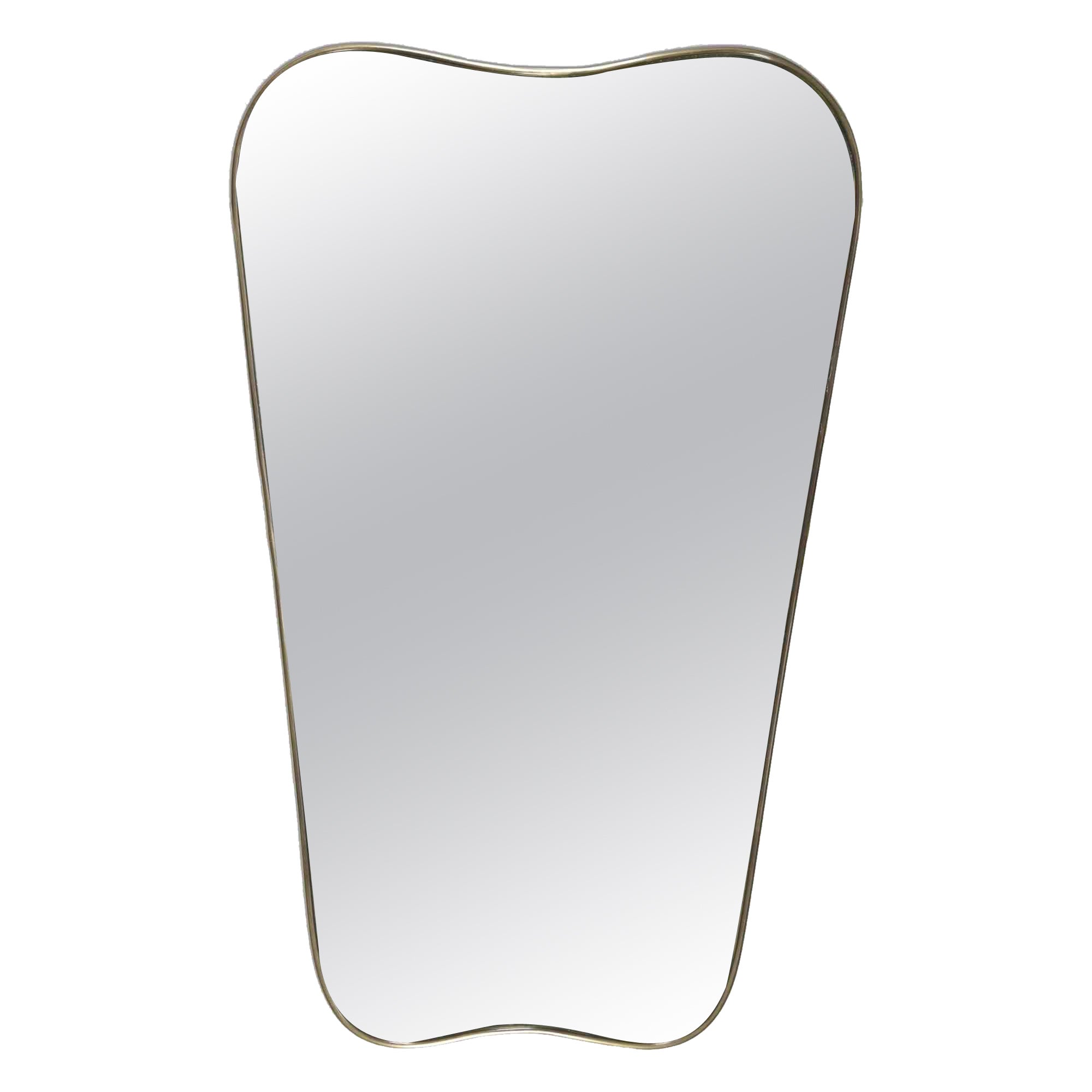 Midcentury Brass Mirror, Italy, Mid-20th Century For Sale
