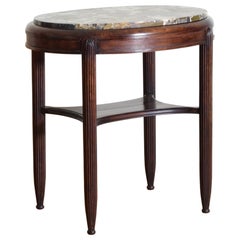 French Art Deco Period Mahogany and Marble-Top Table, circa 1920-1930