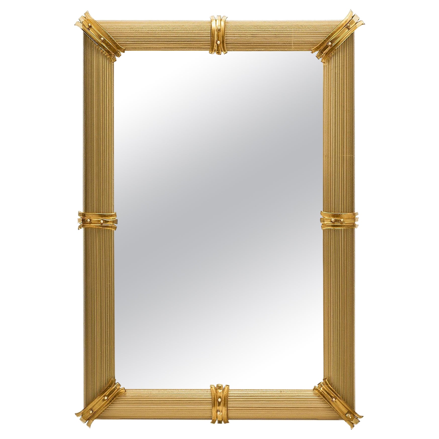 Venetian Murano Glass Gold “Rigadin” Mirror For Sale