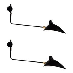 Pair of 1-Arm Rotating Sconces by Serge Mouille in Black - in Stock!