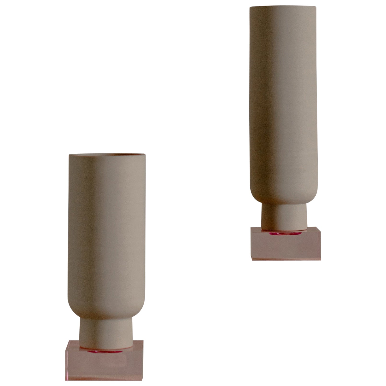 Set of 2 Peana Model 3 Pink Vessels by Eter Design
