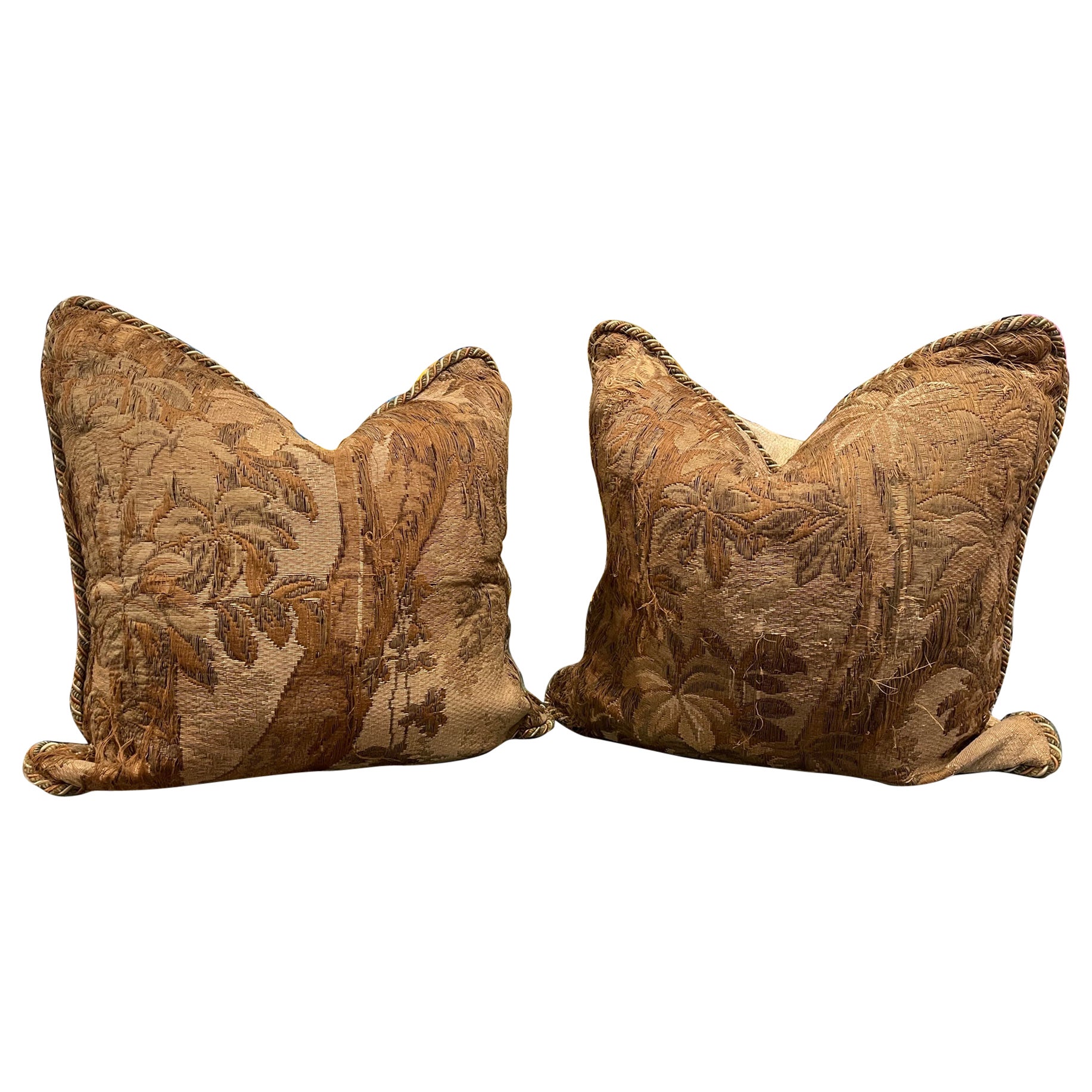 Pair of 18th Century Pillows Made from an 18th Century Tapestry Fragment For Sale