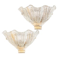 Pair of Large Italian Glass Shell Sconces
