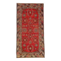 Allover Vintage Khotan Wool Rug Handmade in Red