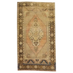 Midcentury Khotan Wool Rug with Medallion Motif in Beige