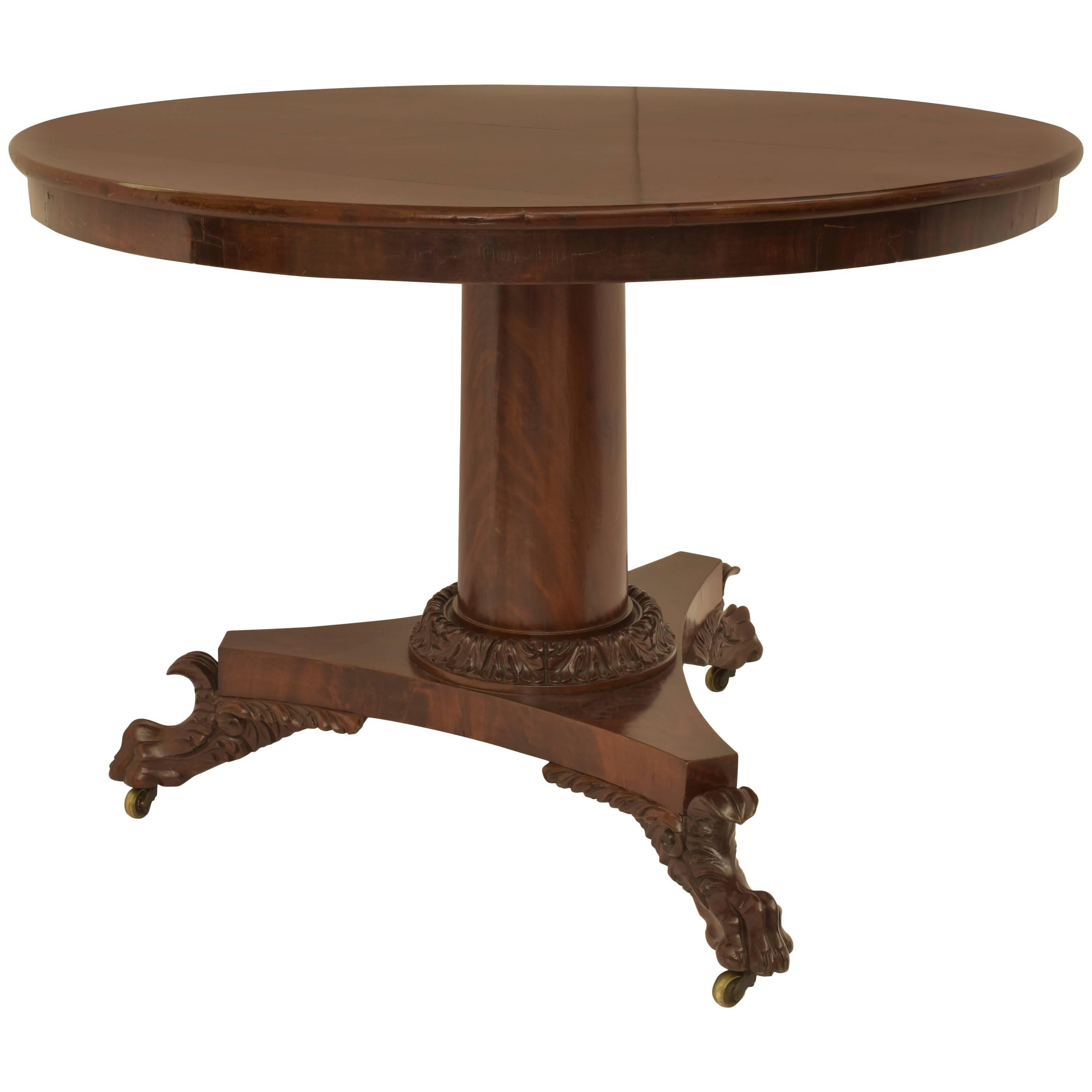 Round Mahogany Center Table, 19th Century