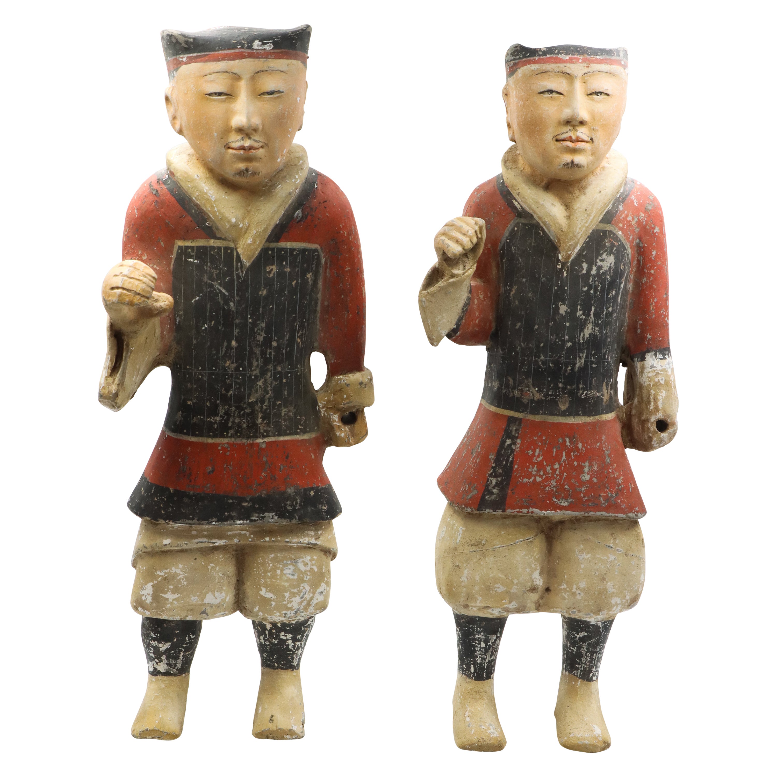 Important Pair of Polychrome Han Warriors For Sale