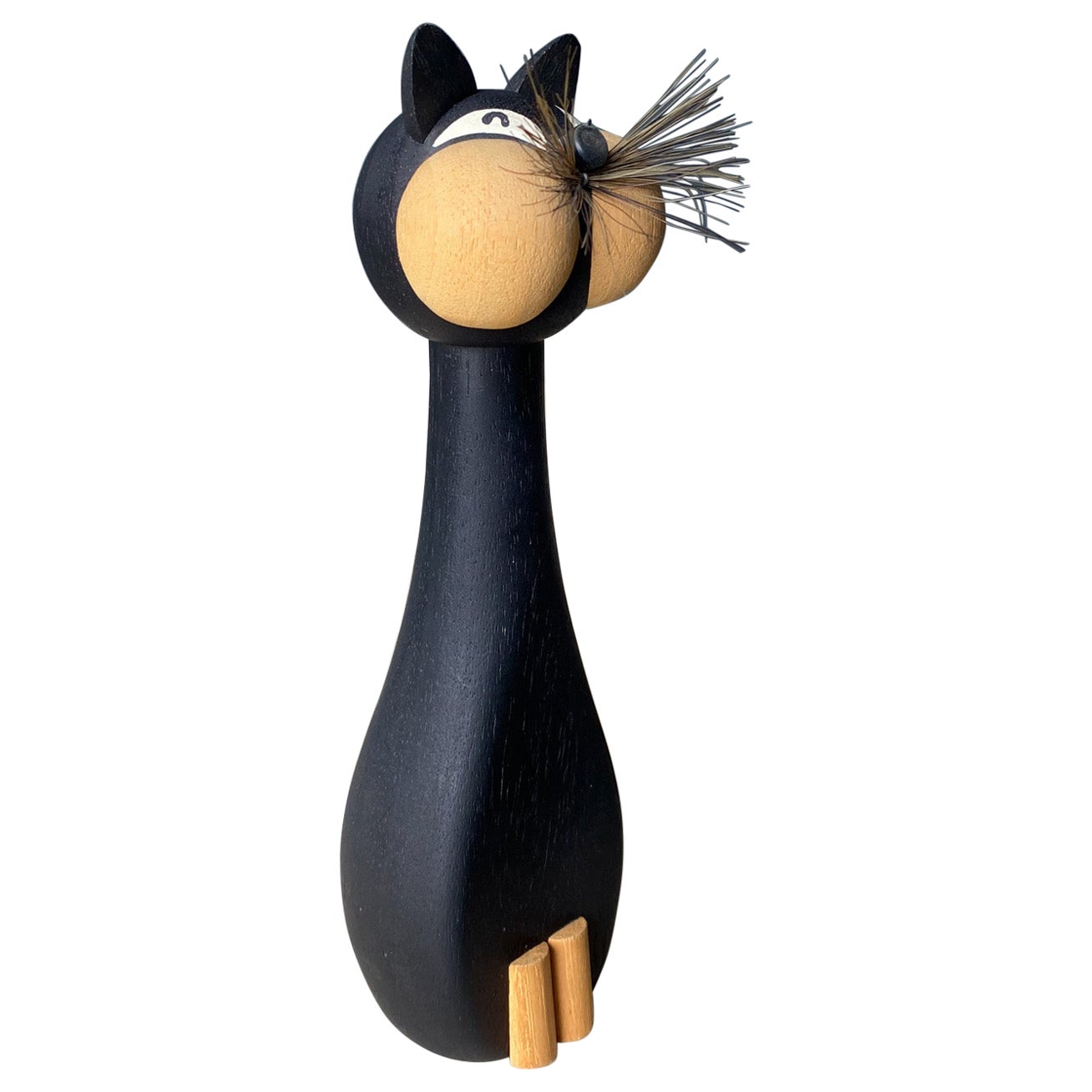 Laurids Lonborg Wood Cat Figurine, Denmark, 1960s For Sale