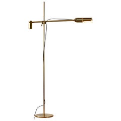 Swiss Lamps Gold Plated Brass Vintage Modernist 1970s Adjustable Floor Lamp 