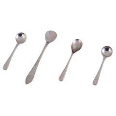 Set of Four Scandinavian Salt Spoons in Silver, 19th Century