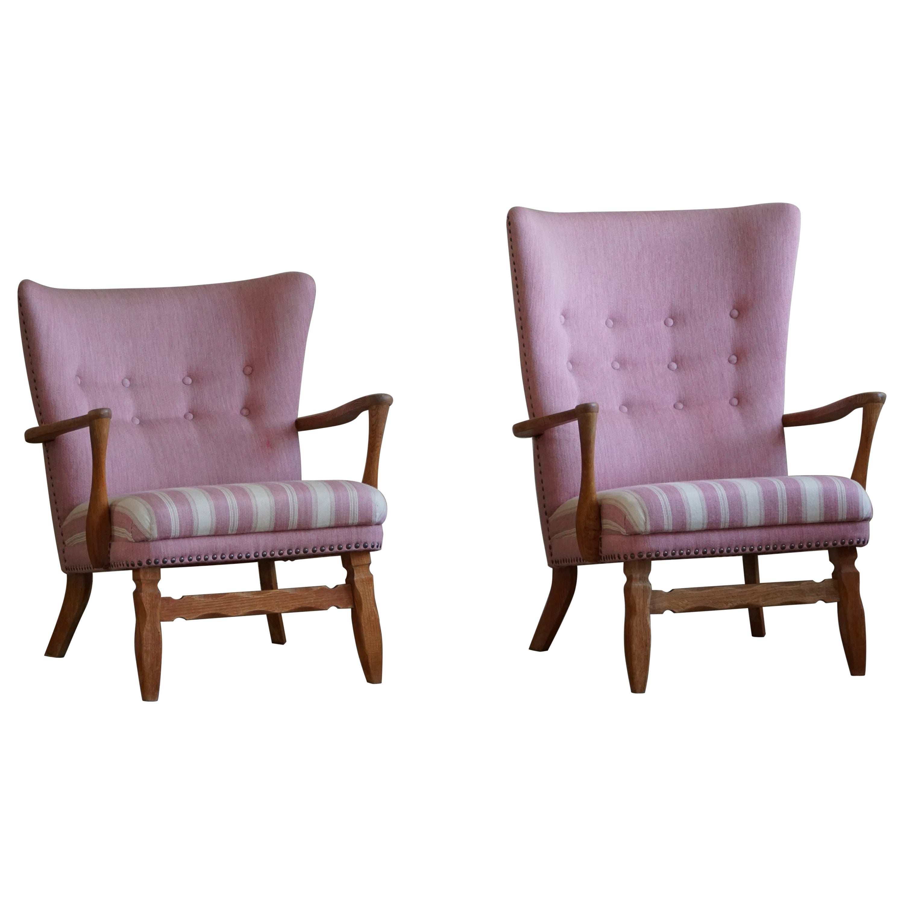Pair of Midcentury Danish Modern Lounge Chair in Oak, Viggo Boesen, 1960s For Sale