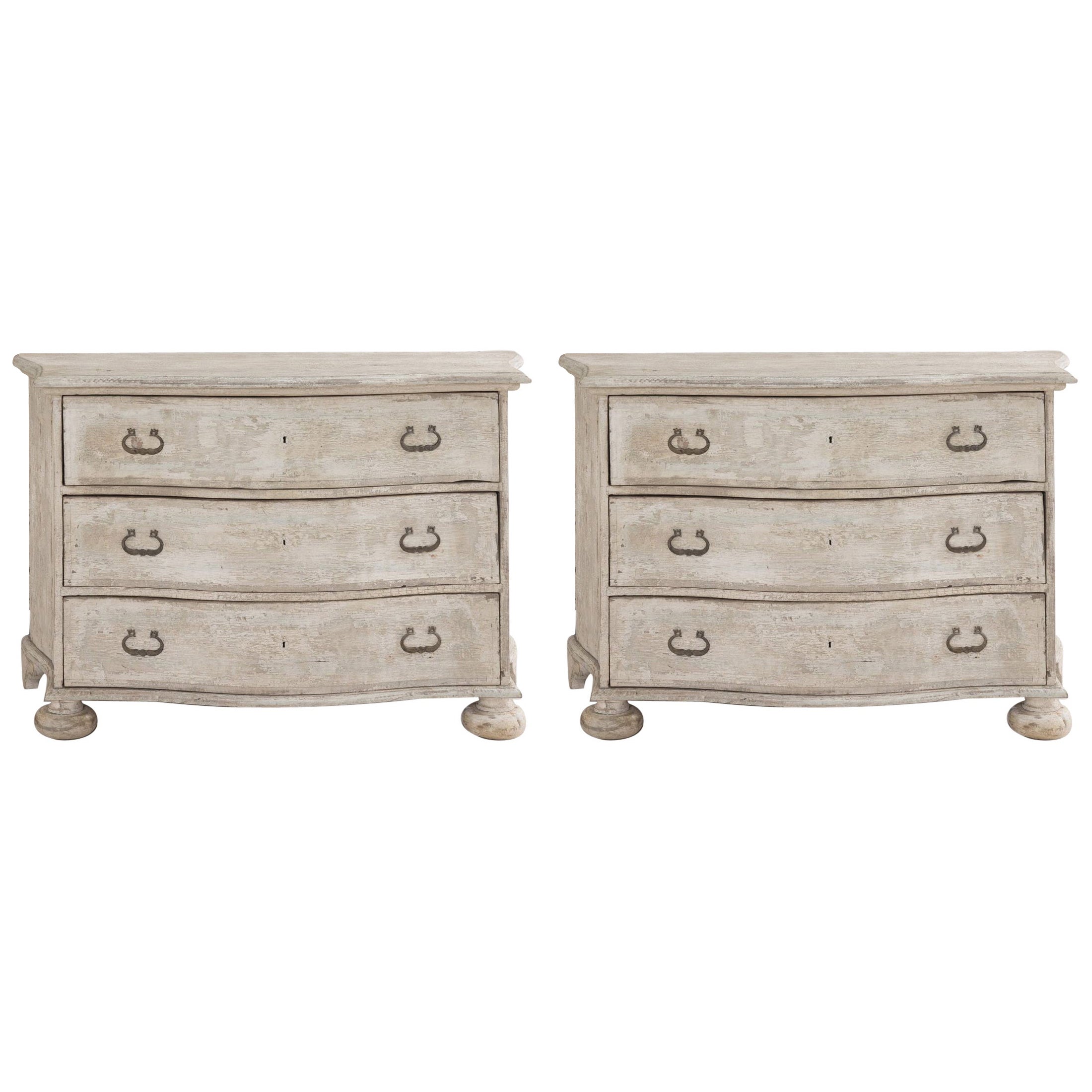 Pair of Large Painted Italian Baroque Style Bedside Commodes