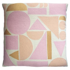 Melanie Peach and Gold Hand Embroidered Modern Geometric Floor Pillow Cover