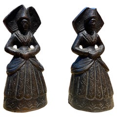 Antique 19th Century French Cast Iron Figurative Servant Bells