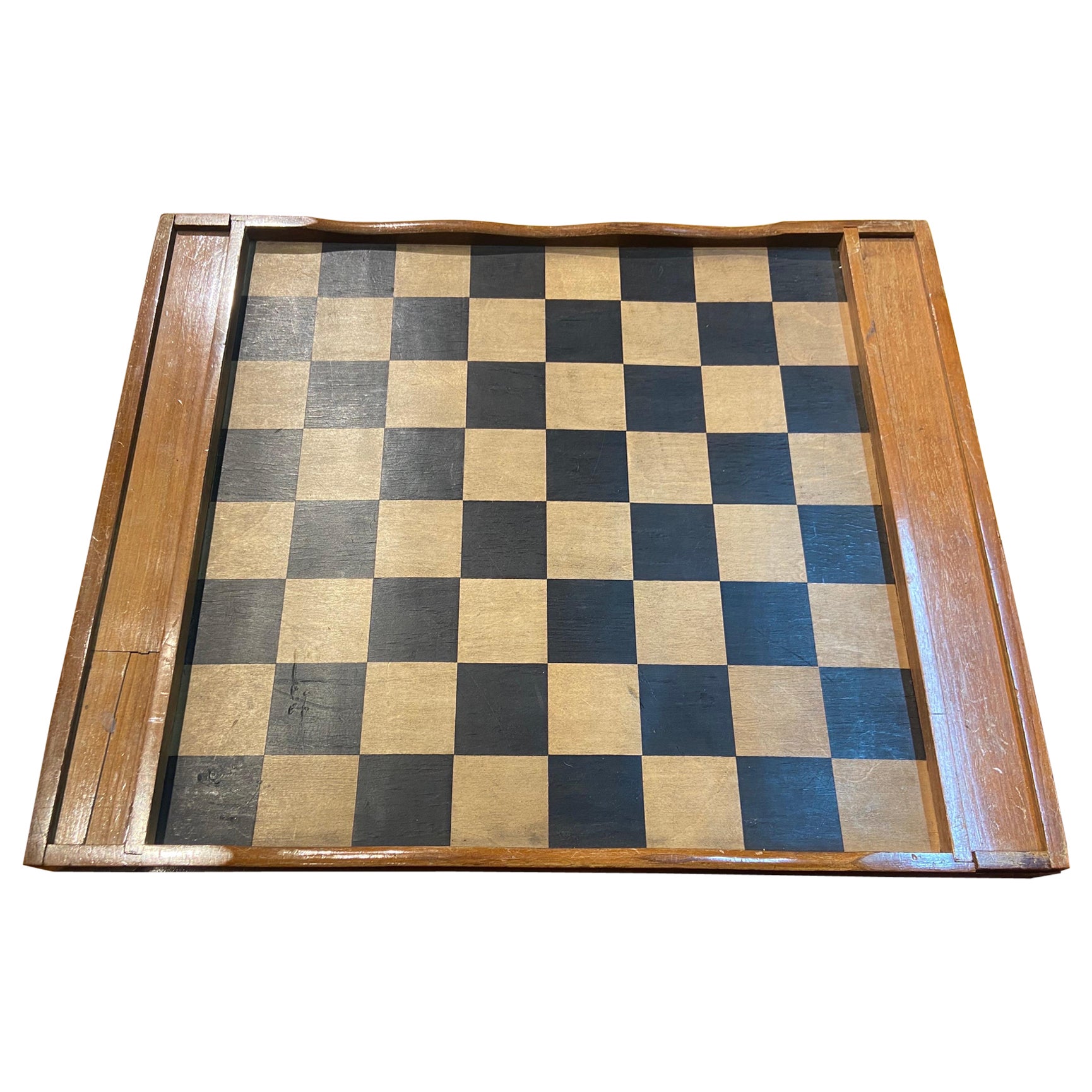 French Vintage Wooden Checkers Game For Sale
