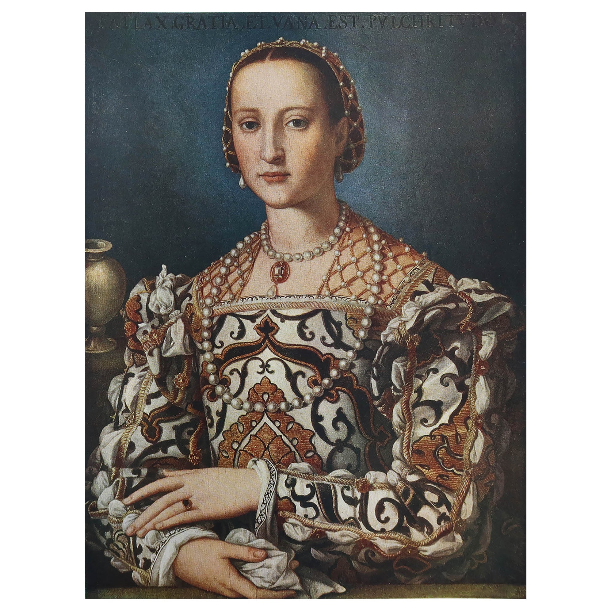 Original Antique Print of a Portrait of a Lady After Bronzino. C.1900