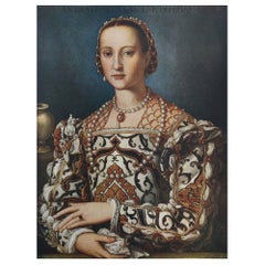 Original Antique Print of a Portrait of a Lady After Bronzino. C.1900