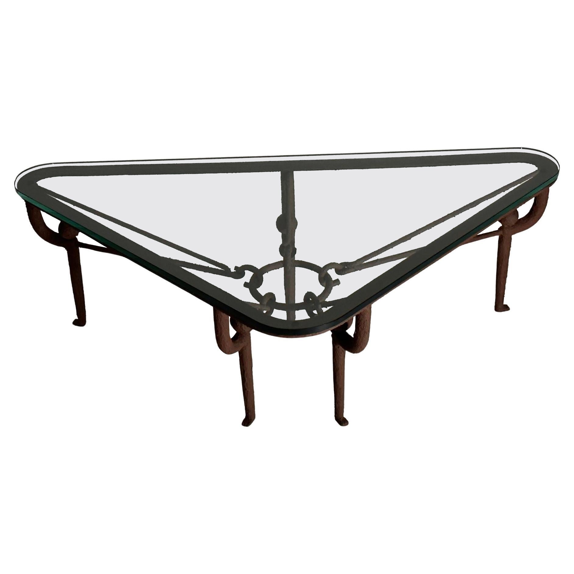 Iron Coffee Table w/Brown Painted Plaster Finish Manner of Diego Giacometti
