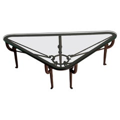 Iron Coffee Table w/Brown Painted Plaster Finish Manner of Diego Giacometti