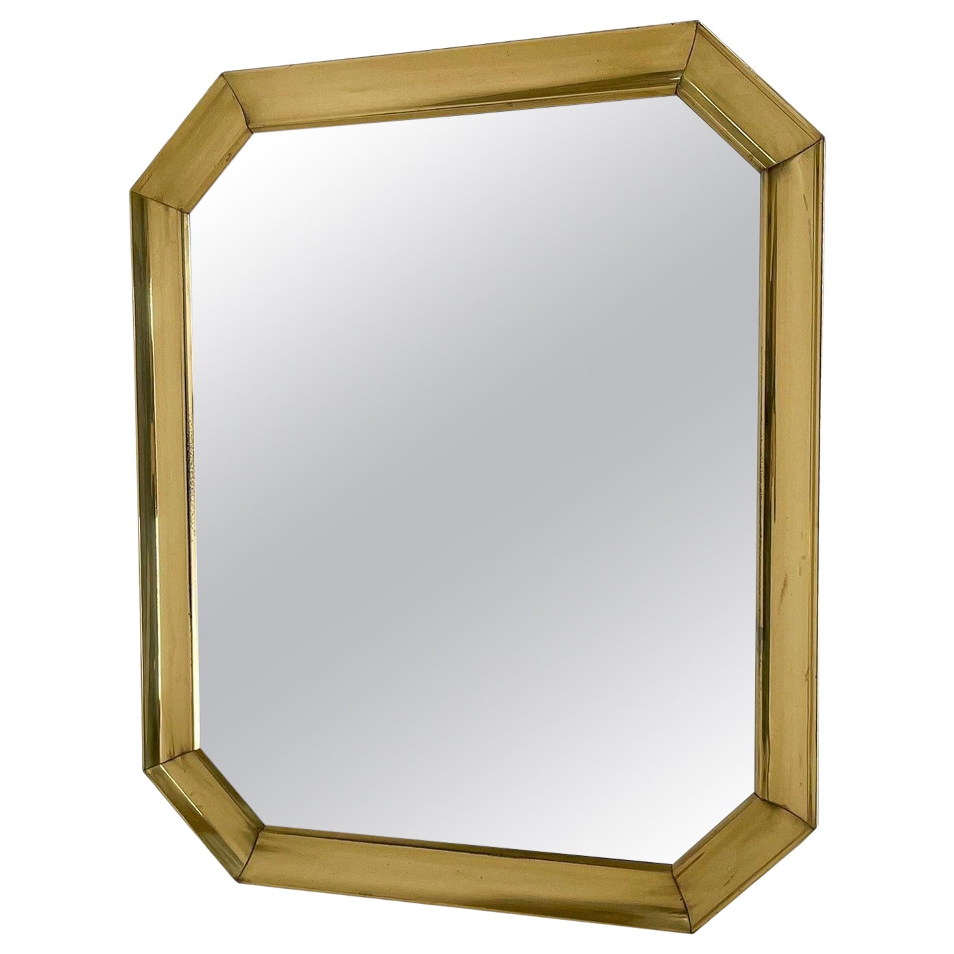 1970s Metal Mirror with Gold Patina, Czechoslovakia For Sale