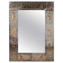 Maison Jansen Style Verre Chinoiserie Eglomise Mirror