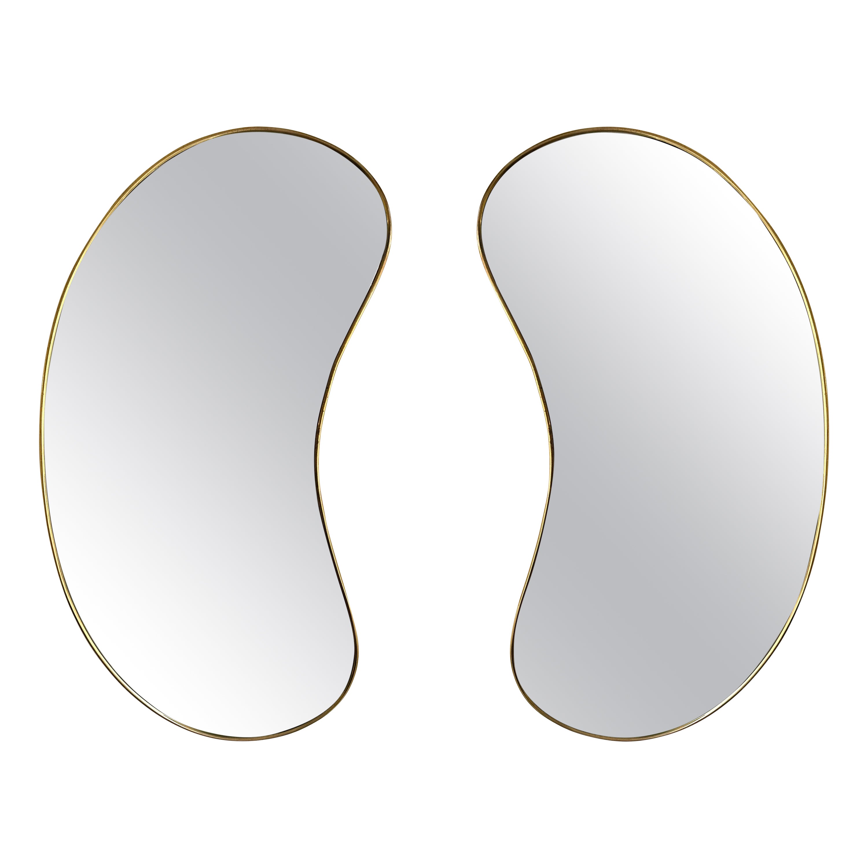 Brass Free Form Haricot Mirror, Italy, 1950s