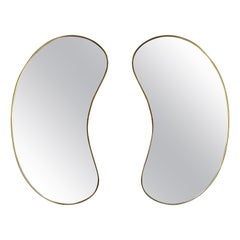 Vintage Brass Free Form Haricot Mirror, Italy, 1950s