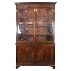 Slender George III Mahogany Bookcase Cabinet in Manner of Gillows C. 1780