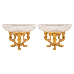 Pair of French 19th Century Louis XVI St. Ormolu & Baccarat Crystal Centerpieces
