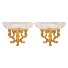 Pair of French 19th Century Louis XVI St. Ormolu & Baccarat Crystal Centerpieces