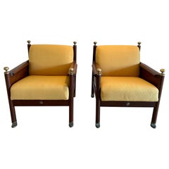 Rare & Important Danish Chairs with Bronze Feet and Hand Rests, Pair