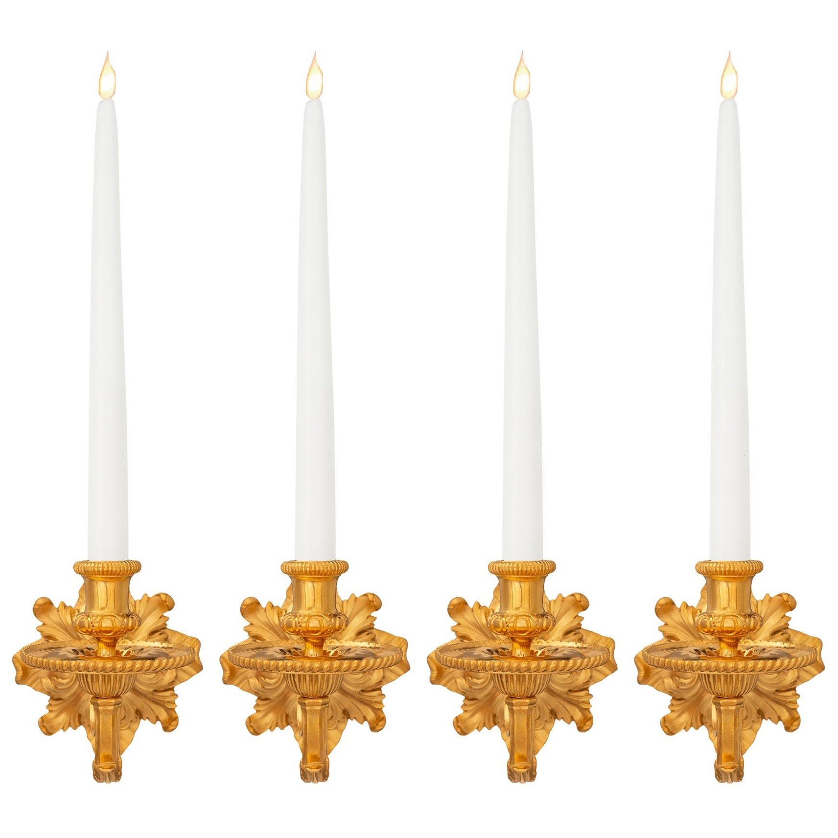 Set of Four French 19th Century Louis XVI St. Ormolu Sconces