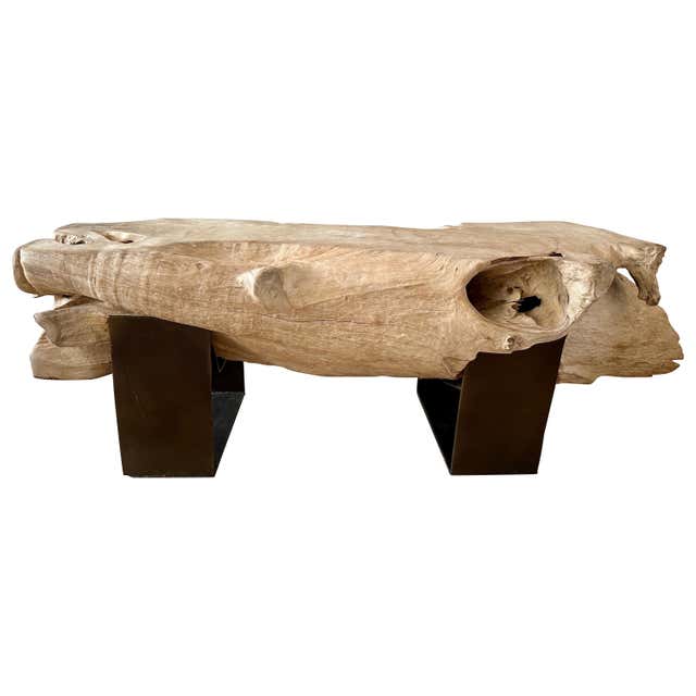 Rustic Tree Trunk Organic Wood Console Table For Sale at 1stDibs