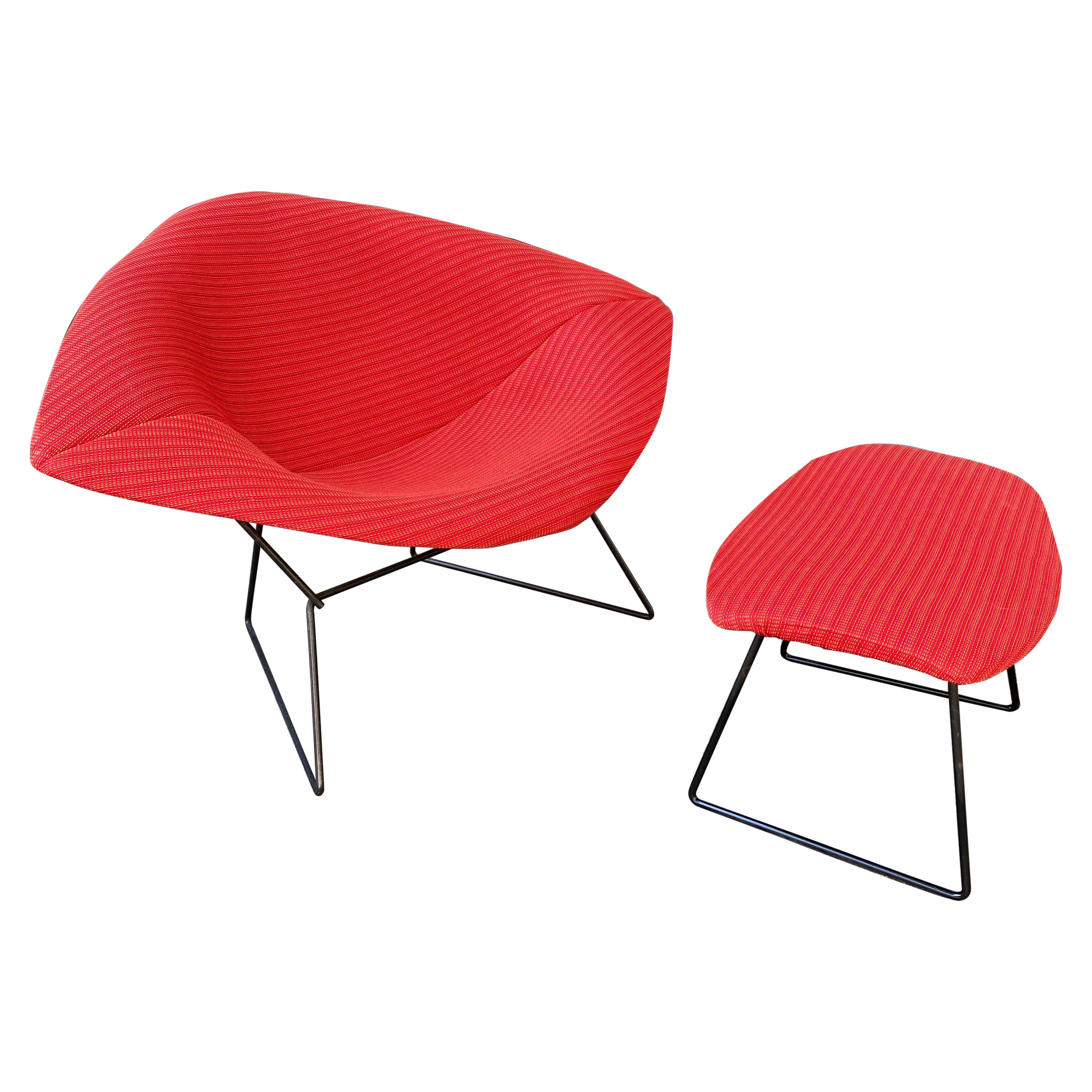 Bertoia for Knoll Large Diamond Chair and Ottoman with New Knoll Cover! For Sale