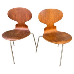 Antique Arne Jacobsen 3 Legged Ant Chair Pair