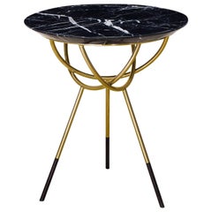 Atlas Brushed Brass Side Table with Black Marble Top by Avram Rusu Studio