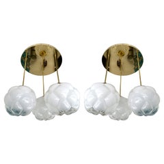 Contemporary Brass and Murano Glass Cloud Chandelier, Italy
