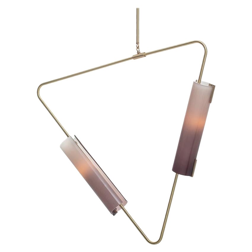 Muse Pendant in Brushed Brass with Mocha Glass Shades by Avram Rusu Studio For Sale
