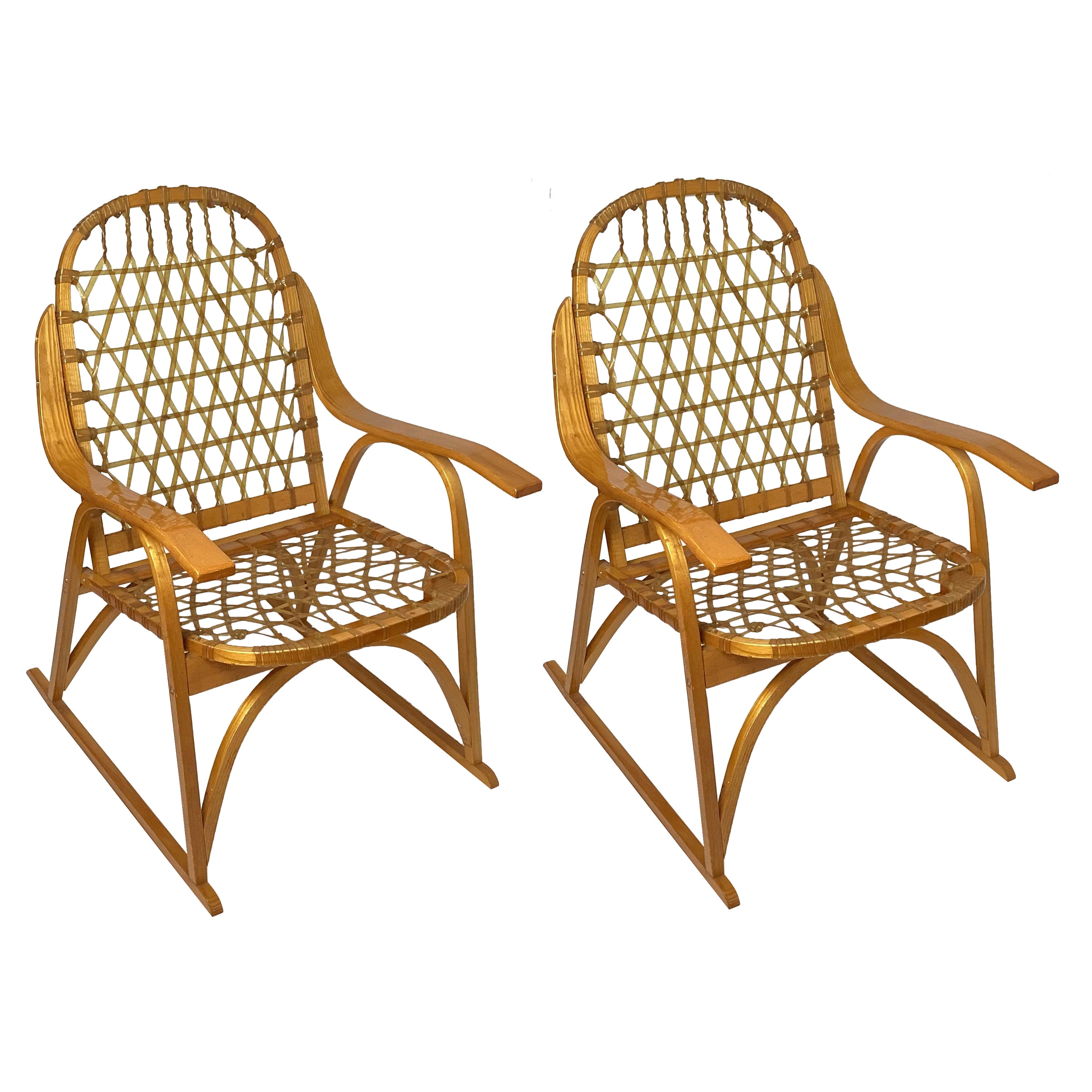 Vintage Snowshoe Arm Chairs by SnoCraft, Norway Maine
