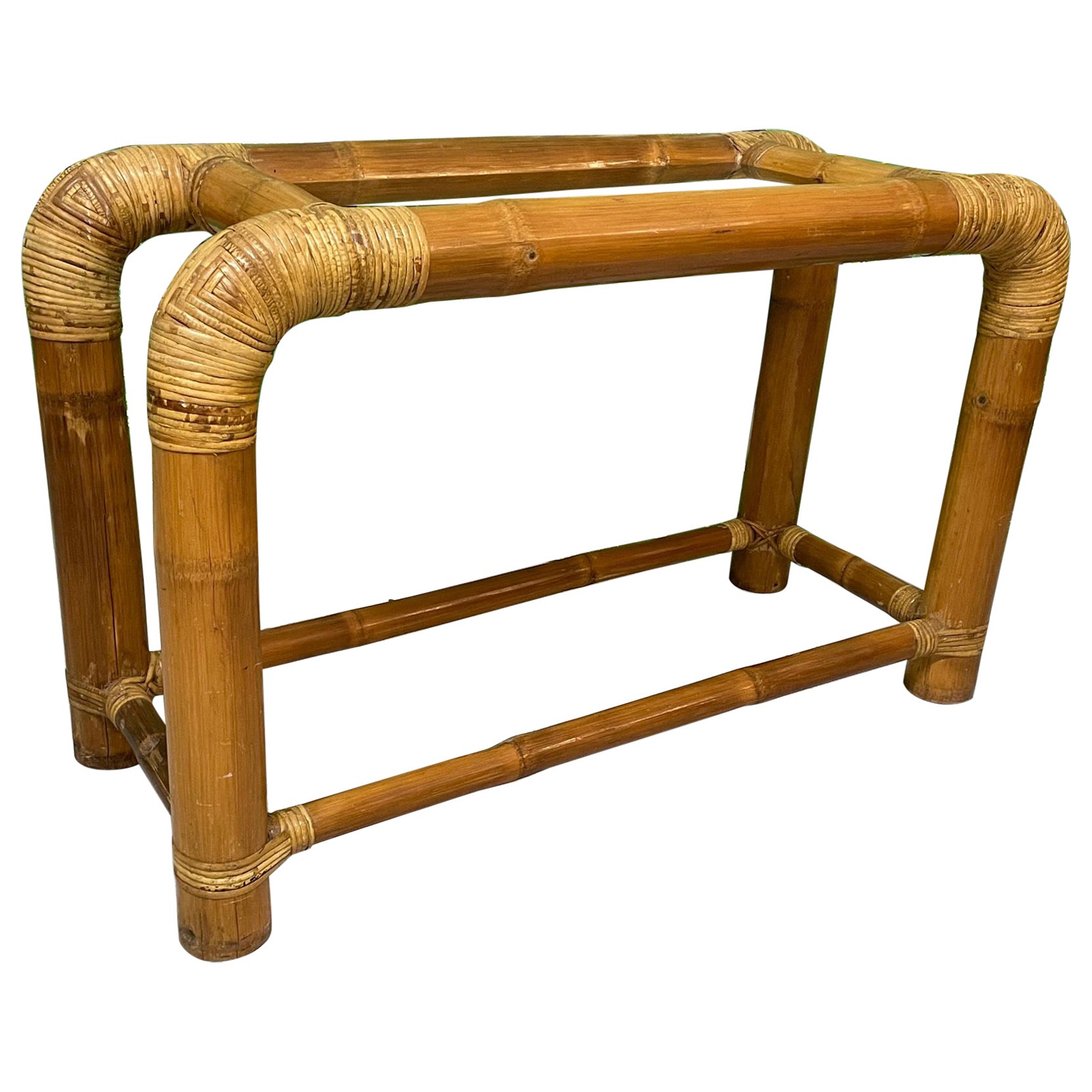 Vintage Elephant Bamboo Console Table For Sale