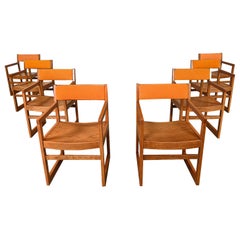1970s Modern Dining Chairs Jasper Chair Co Orange Tweed Bentwood Seats Set of 8