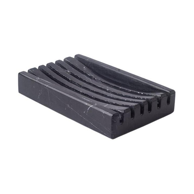 Jabonera Solid Black Marble Soap Tray For Sale